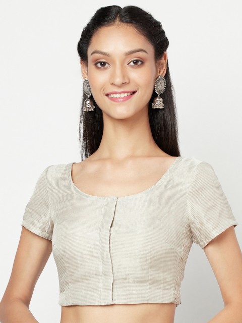 

Fabindia Women Silver-Toned Embellished Woven Saree Blouse
