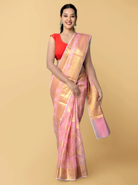 

Unnati Silks Women Pink Pure Kota Banarasi Sustainable Saree