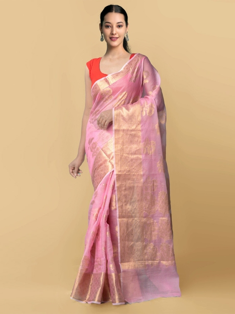 

Unnati Silks Women Pink & Gold Pure Kota Banarasi Sustainable Saree
