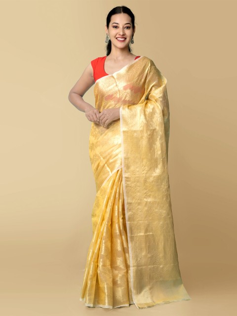 

Unnati Silks Women Yellow Pure Kota Banarasi Sustainable Saree