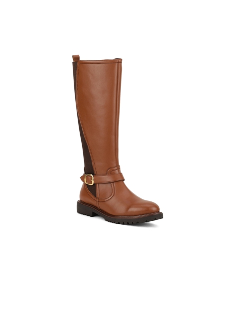 

Bruno Manetti Women Tan Leather Flat Boots