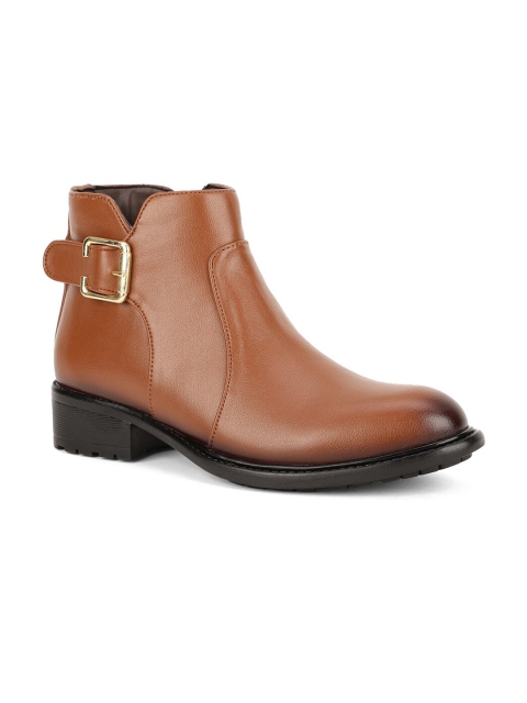 

Bruno Manetti Women Tan Brown Leather Flat Boots