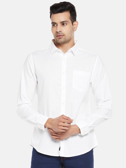 

BYFORD by Pantaloons Men White Slim Fit Opaque Pure Cotton Casual Shirt