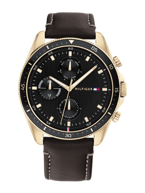 

Tommy Hilfiger Men Black Dial & Black Leather Straps Analogue Watch NCTH1791836