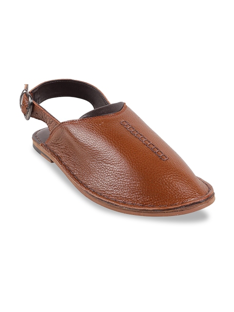 

Metro Men Tan Leather Shoe-Style Sandals