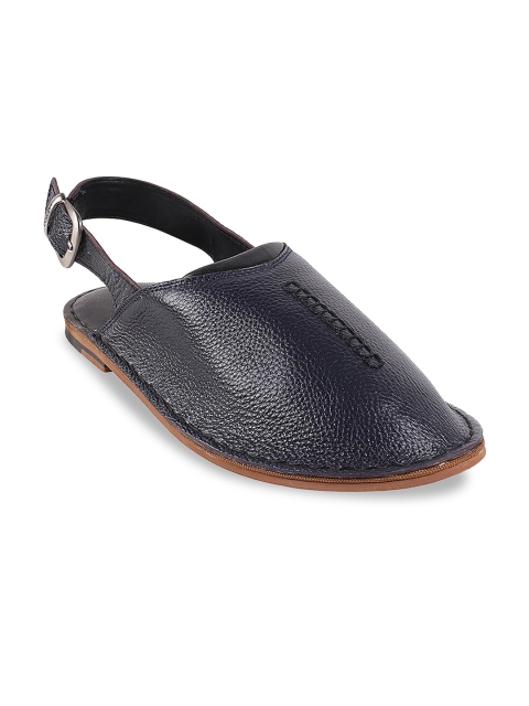 

Metro Men Navy Blue Leather Shoe-Style Sandals