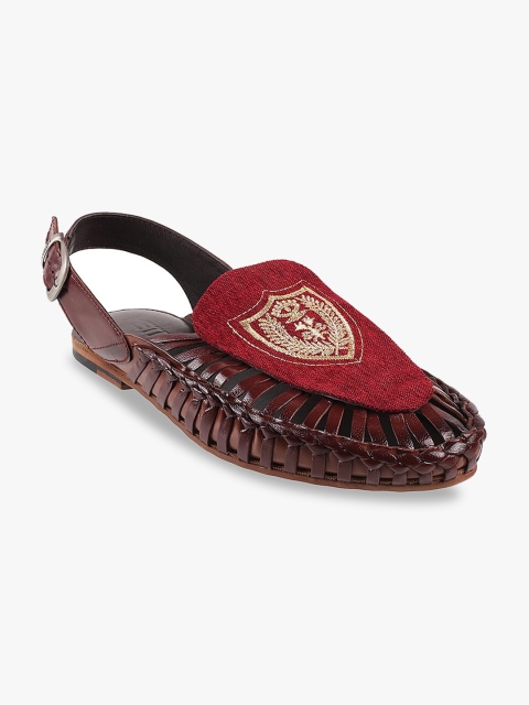 

Metro Men Maroon & Brown Leather Shoe-Style Sandals