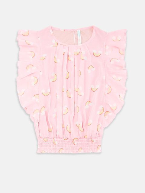 

Pantaloons Junior Pink Flutter Sleeves Blouson Top