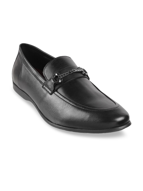 

DAVINCHI Men Black Solid Leather Formal Slip-On Shoes