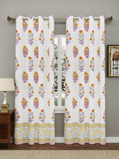 

Gulaab Jaipur White & Blue Ethnic Motifs Long Door Curtain