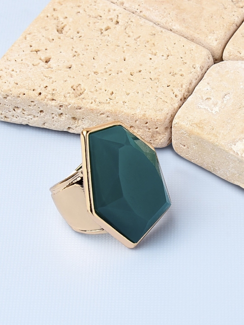 

Accessorize Gold-Toned & Green Crystal-Studded Statement Finger Rings