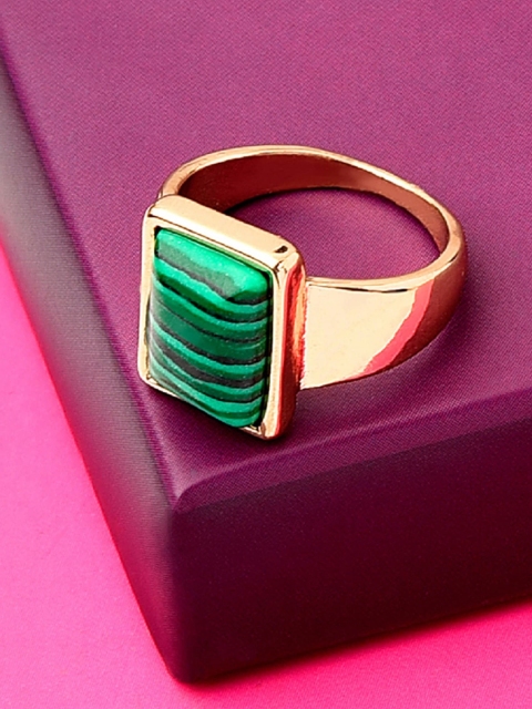 

Accessorize Gold-Toned & Green Crystal-Studded Finger Ring