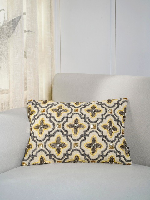 

Pure Home and Living Yellow & Grey Embroidered Rectangle Cushion Covers