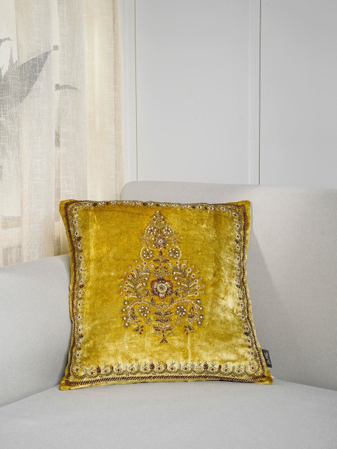 

Pure Home and Living Gold-Toned Embroidered Square Cushion Covers