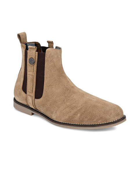 

Eego Italy Men Beige Leather High-Top Flat Boots