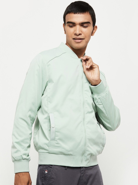 

max Men Blue Lightweight Bomber Jacket