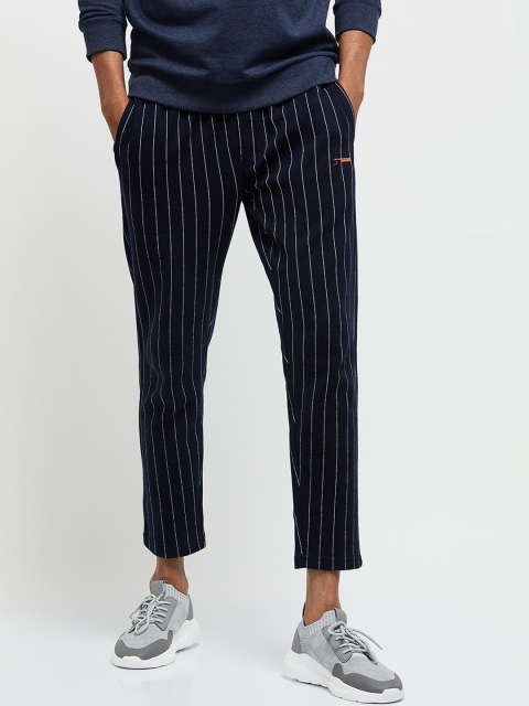 max Men Navy Striped Lounge Pants, Blue