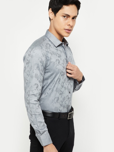 

max Men Grey Floral Opaque Printed Casual Shirt