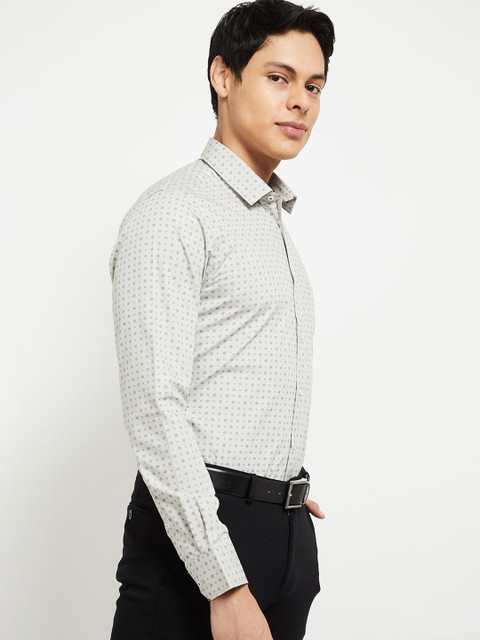

max Men Beige Opaque Printed Formal Shirt