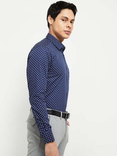 

max Men Blue Floral Opaque Printed Pure Cotton Casual Shirt
