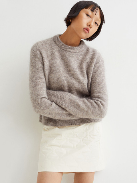 

H&M Women White Lyocell-Blend Quilted Skirt