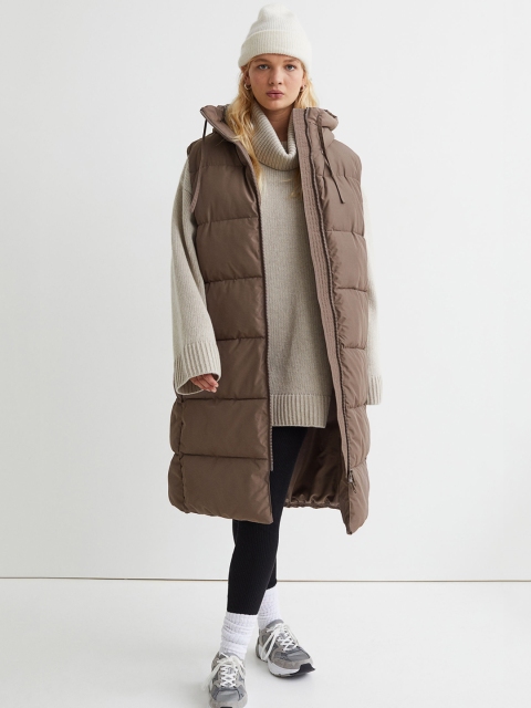 

H&M Women Beige Hooded Puffer Gilet