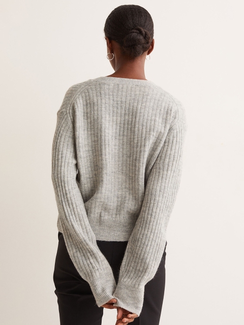 

H&M Women Grey Rib-Knit Cardigan