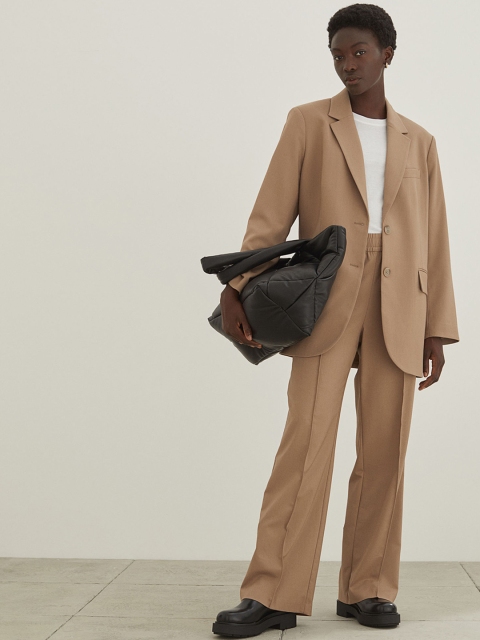 

H&M Women Beige Tailored Pull-On Trousers