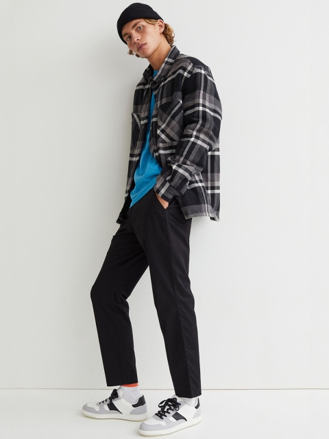 

H&M Men Black Slim Fit Cropped Cotton Chinos
