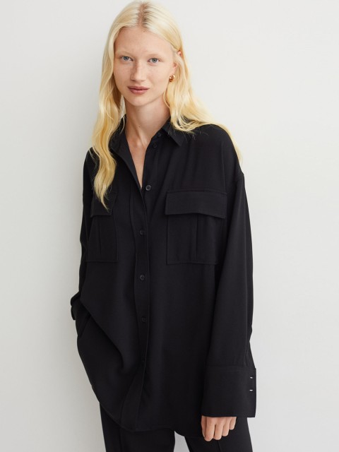 

H&M Woman Black Oversized shirt jacket