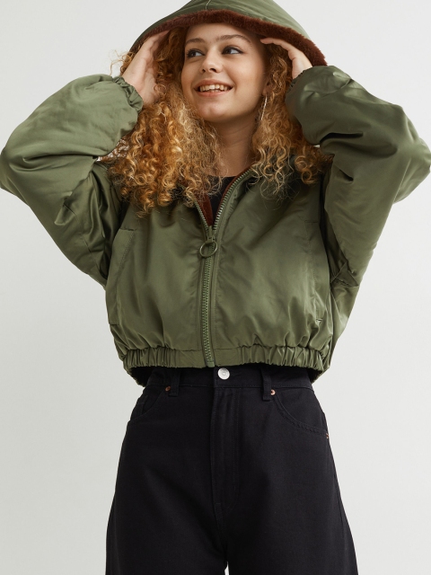 

H&M Women Green & Brown Reversible Jacket