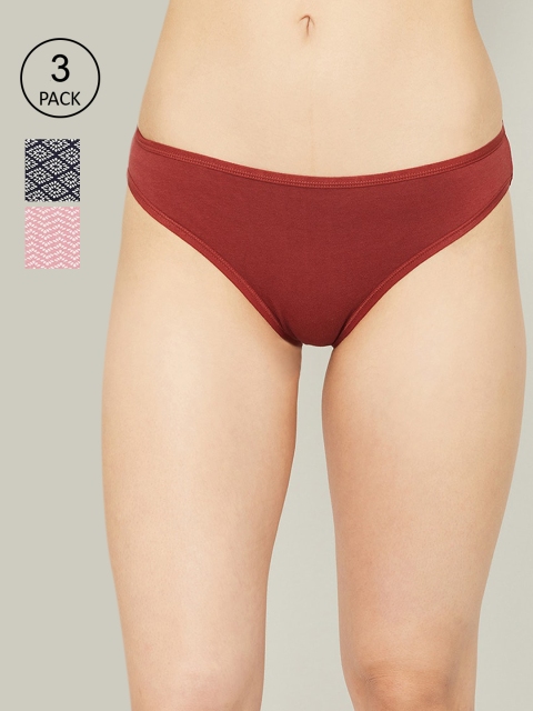 

Ginger by Lifestyle Women Multi Cotton Blend Briefs Pack of 3, Rust