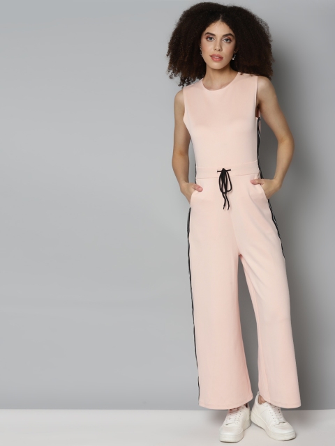 

SASSAFRAS Pink Drawstring Sleeveless Jumpsuit