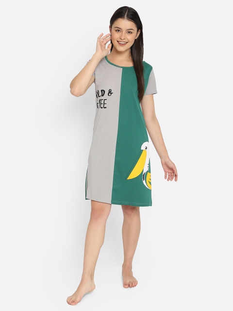 

Clovia Grey Printed Nightdress NS1218P173XL