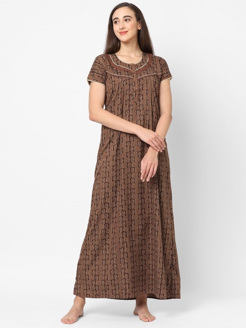 

Sweet Dreams Brown Printed Maxi Nightdress