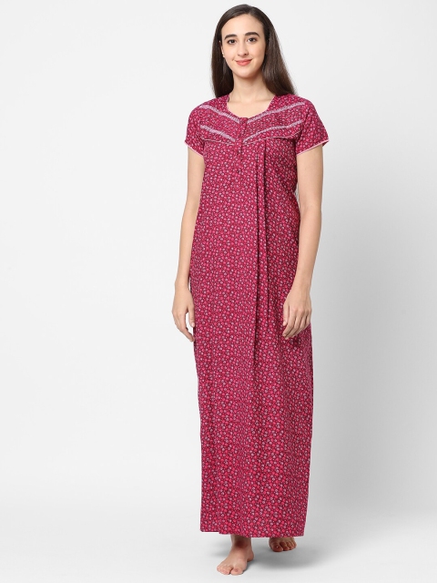

Sweet Dreams Pink & White Floral Printed Maxi Nightdress