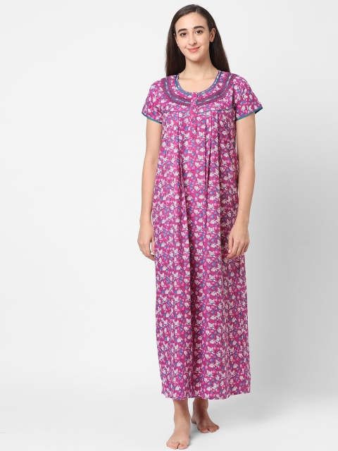 

Sweet Dreams Pink & Blue Floral Printed Maxi Nightdress