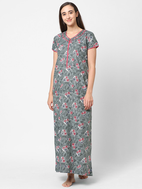 

Sweet Dreams Grey Printed Maxi Nightdress