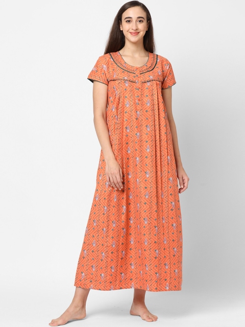 

Sweet Dreams Rust Printed Maxi Nightdress