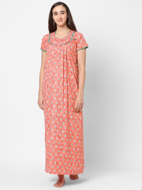 

Sweet Dreams Orange Printed Maxi Nightdress