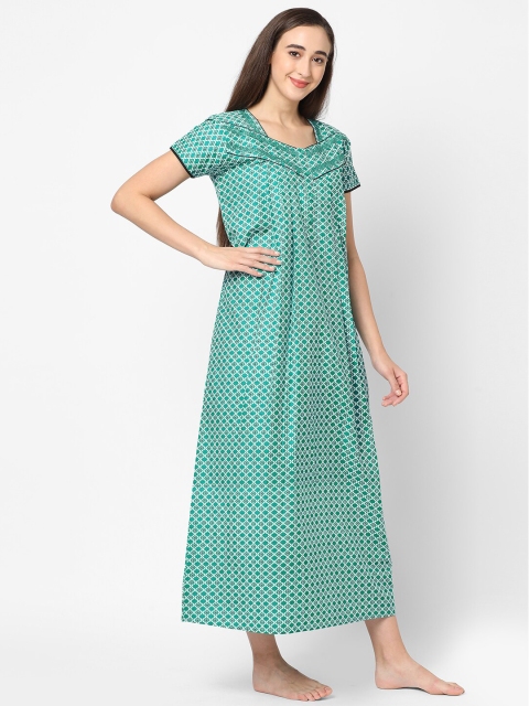 

Sweet Dreams Green Printed Maxi Nightdress