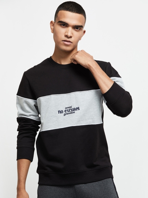

max Men Black & Grey Colourblocked Sweatshirt