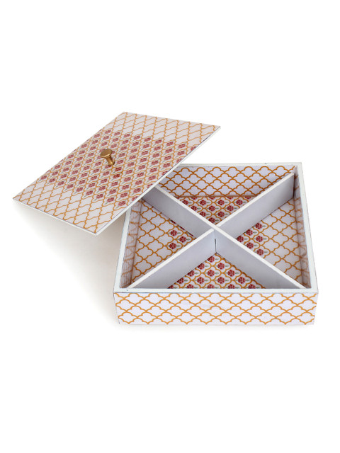 

ONELLA DESIGNS Orange & White Handcrafted Dry Fruit Box