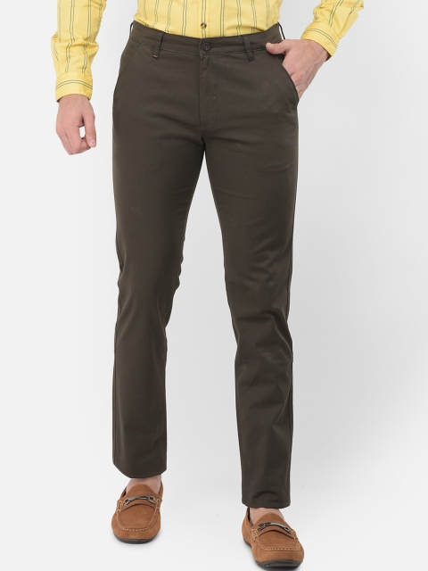 

Canary London Men Olive Solid Smart Slim Fit Wrinkle Free Trousers
