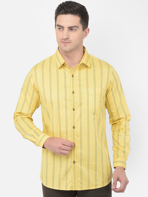 

Canary London Men Yellow Smart Slim Fit Opaque Striped Casual Shirt