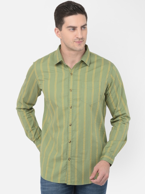 

Canary London Men Green & Yellow Striped Smart Slim Fit Casual Shirt