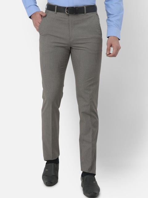 

Canary London Men Brown Smart Slim Fit Wrinkle Free Formal Trousers