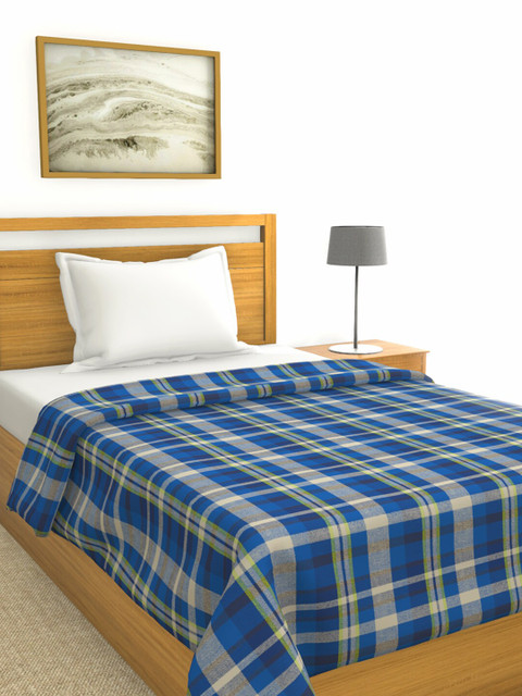 

BIANCA Blue & Green Checked AC Room 150 GSM Single Bed Comforter
