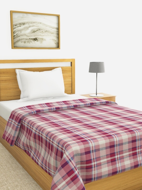 

BIANCA Pink & White Checked AC Room 150 GSM Pure Cotton Single Bed Comforter