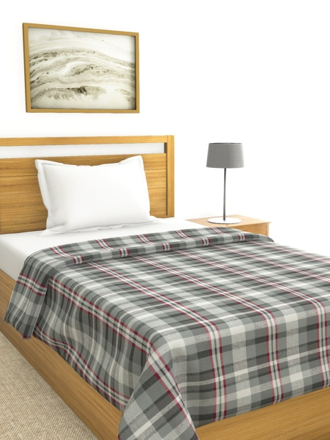 

BIANCA Grey & Red Checked AC Room 150 GSM Single Bed Comforter